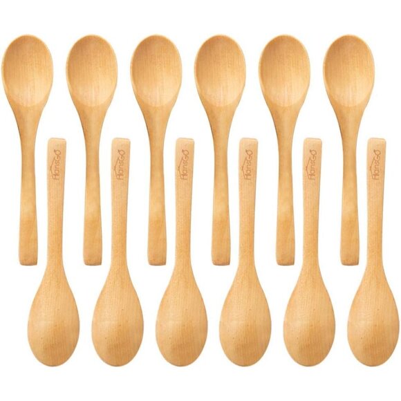 12PCS 5 inches Mini Wooden Salt Spoons Tasting Spoon Wooden Small Soup Spoons - Picture 10 of 10
